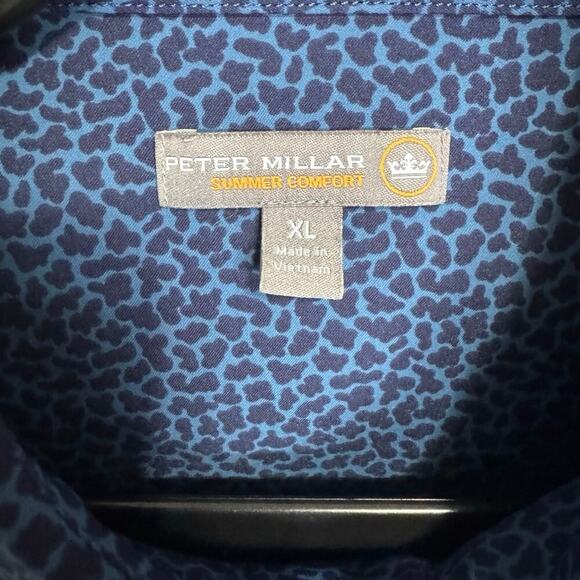 Peter Millar Yankee Blue Printed Townsend Button Down Long Sleeve Shirt Size XL - Picture 9 of 13